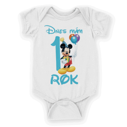 Mickey Mouse dnes mám jeden rok-Dojcenske body pre chlapca na narodeniny