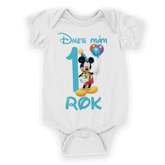 Mickey Mouse dnes mám jeden rok-Dojcenske body pre chlapca na narodeniny